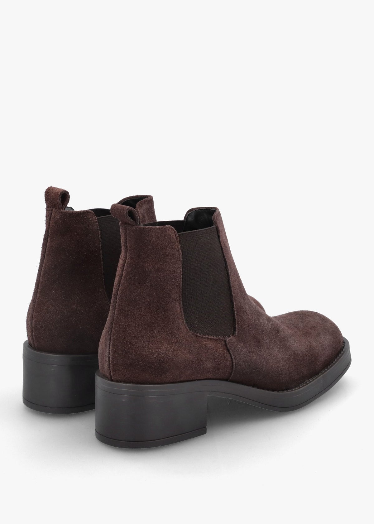 Brown Suede Block Heel Chelsea Boots