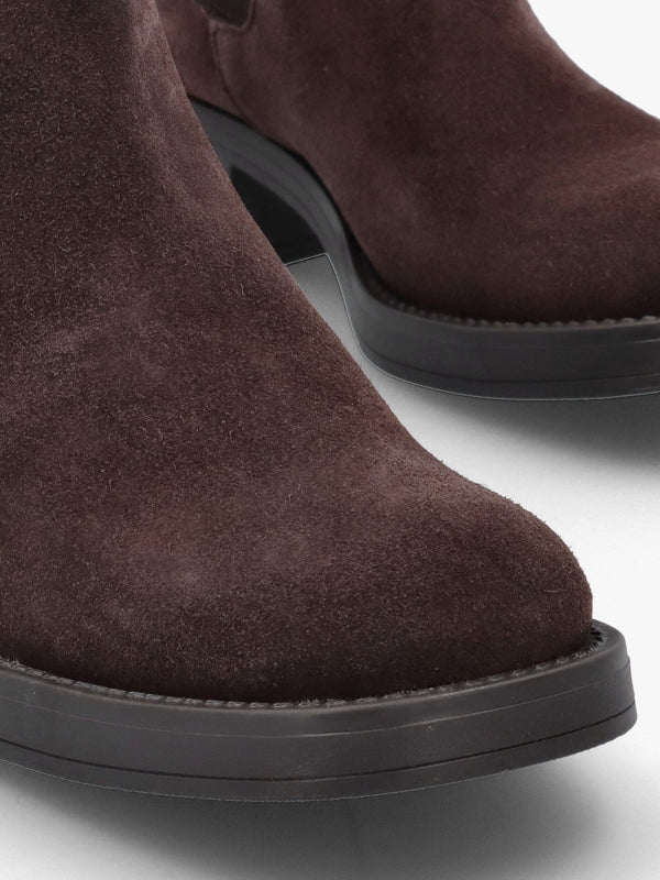 Brown Suede Block Heel Chelsea Boots