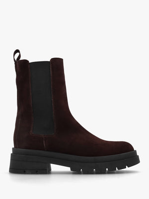 Brown Suede High Shalt Chunky Chelsea Boots