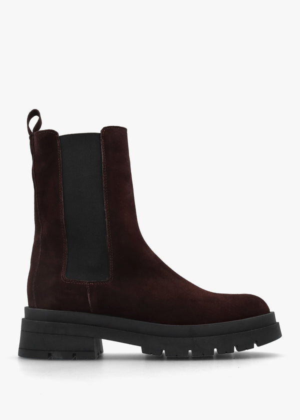Brown Suede High Shalt Chunky Chelsea Boots