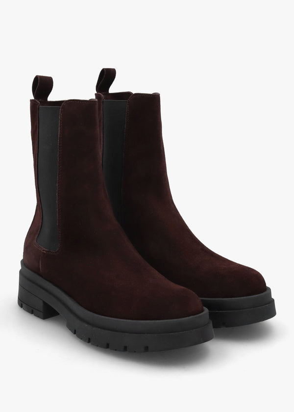 Brown Suede High Shalt Chunky Chelsea Boots