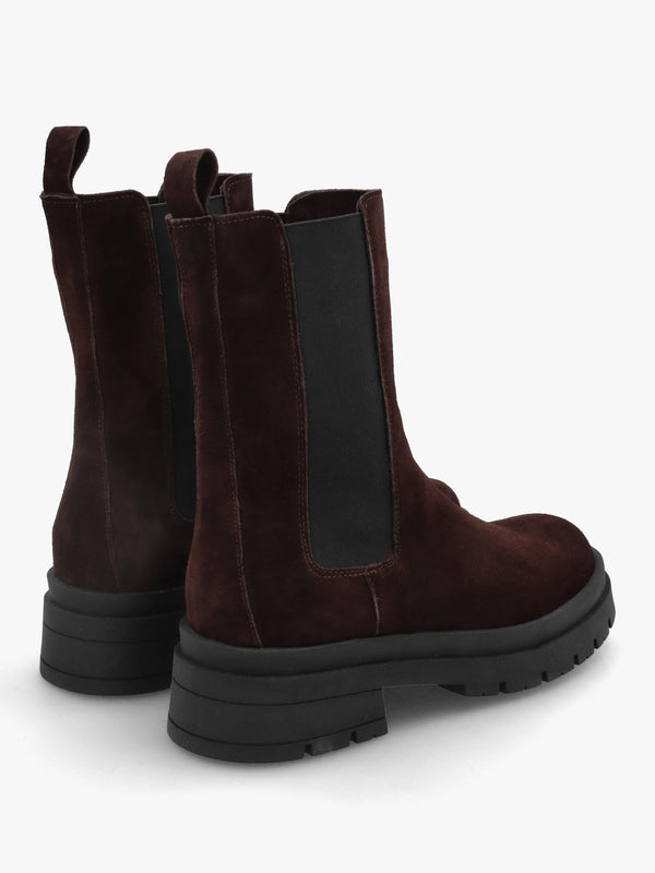 Brown Suede High Shalt Chunky Chelsea Boots
