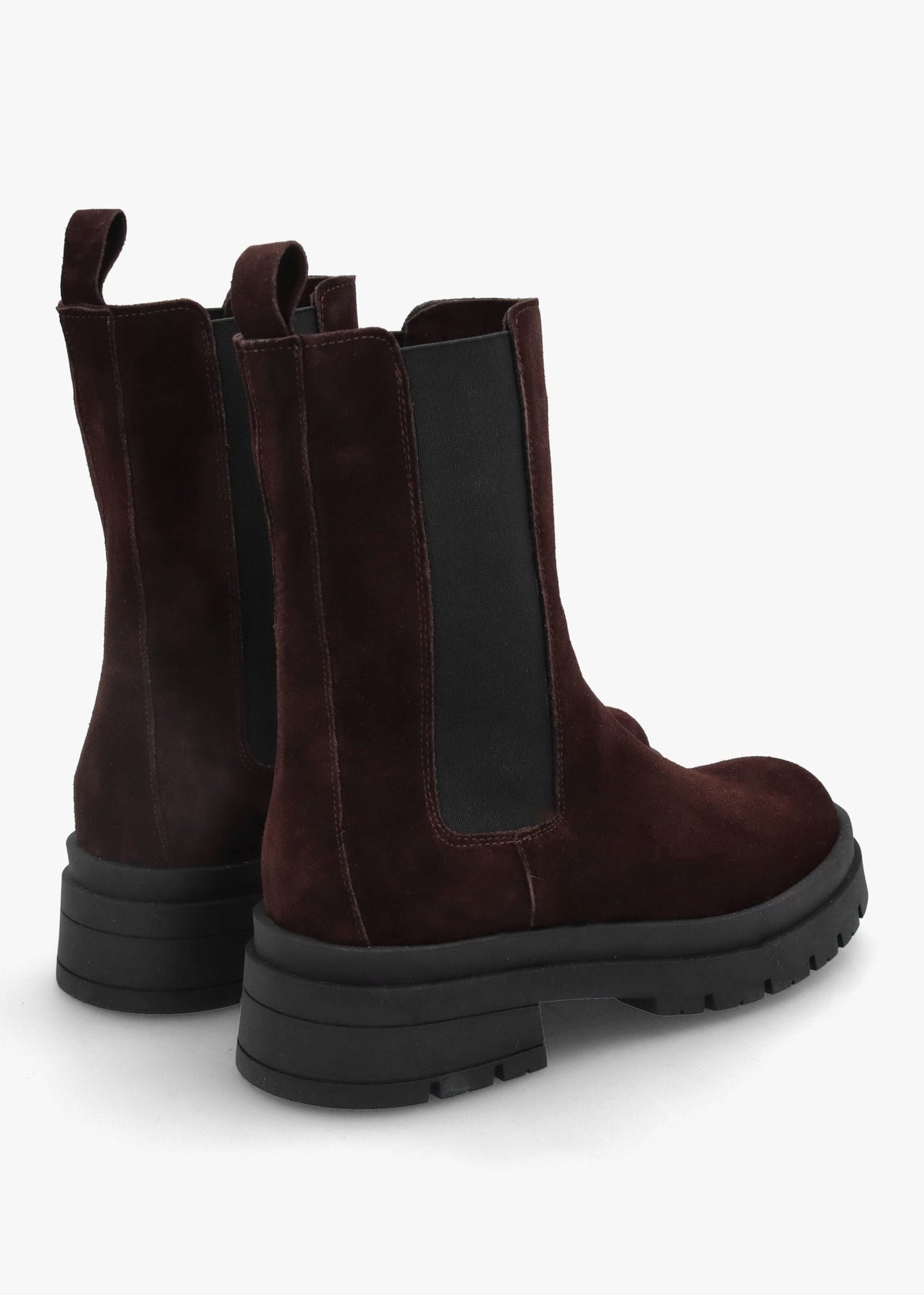 Brown Suede High Shalt Chunky Chelsea Boots
