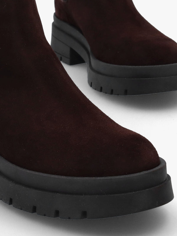 Brown Suede High Shalt Chunky Chelsea Boots