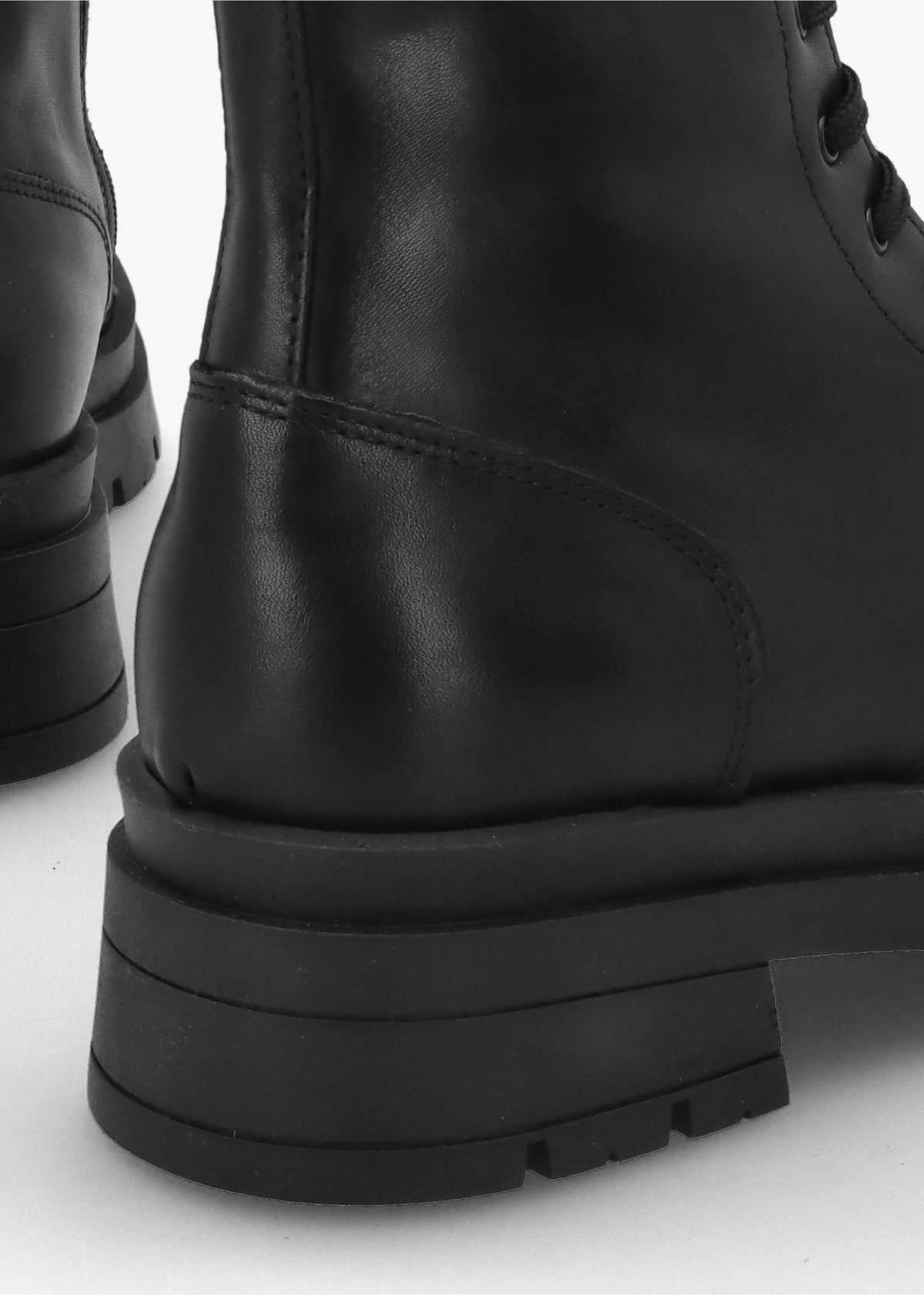 Black Leather Lace Up Biker Boots