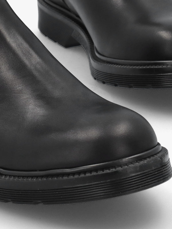 Black Leather Low Chelsea Boots