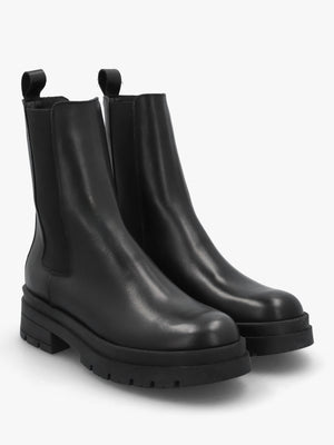 Black Leather High Shaft Chunky Chelsea Boots