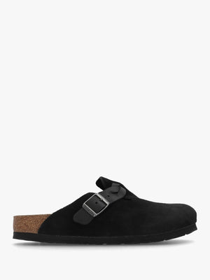 Boston Braided Black Suede Leather Clogs