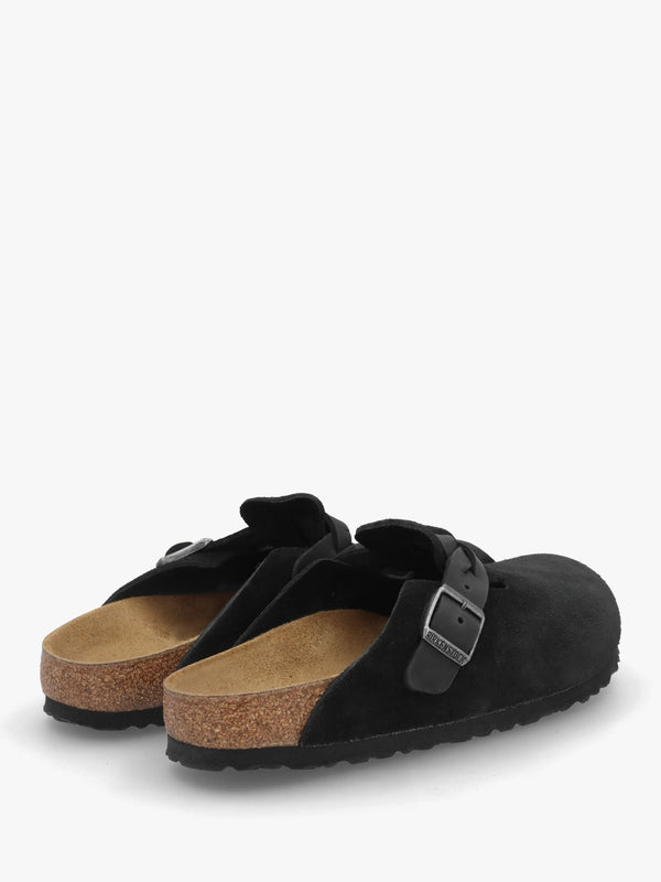 Boston Braided Black Suede Leather Clogs