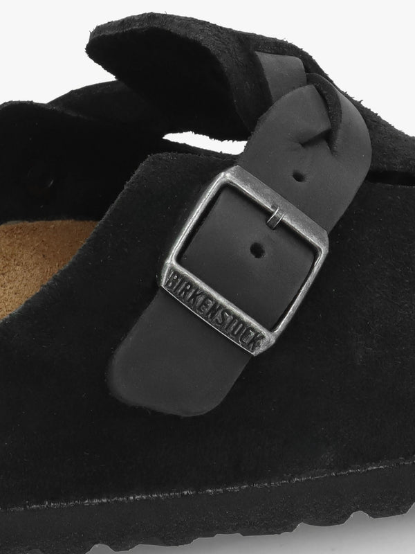 Boston Braided Black Suede Leather Clogs