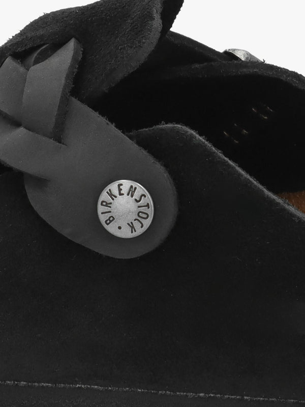 Boston Braided Black Suede Leather Clogs