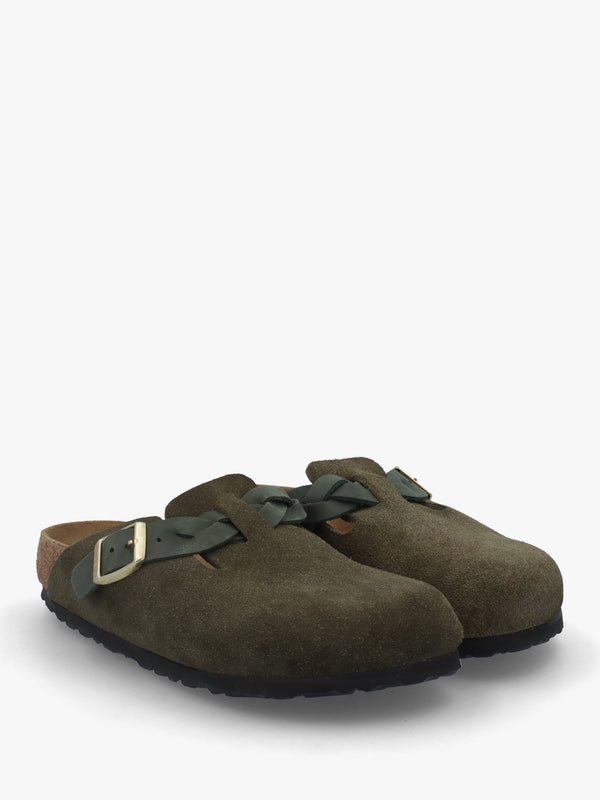 Boston Braided Thyme Suede Leather Clogs