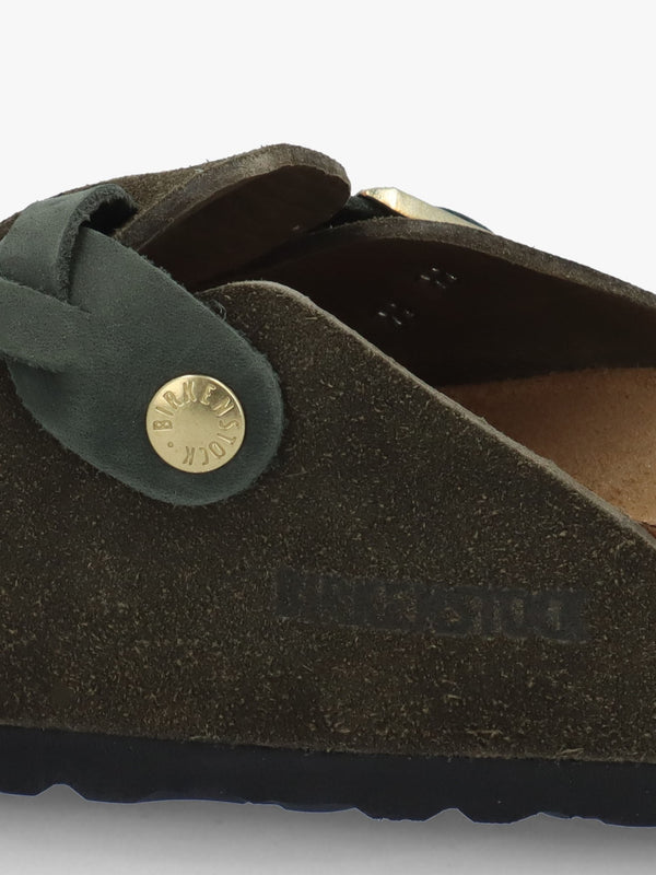 Boston Braided Thyme Suede Leather Clogs