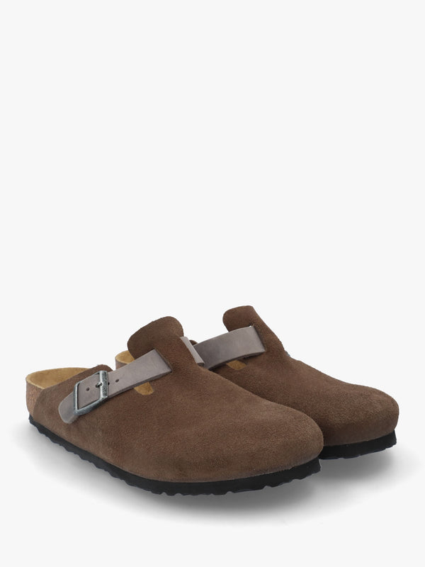 Men's Boston Concrete Gray Suede Clogs