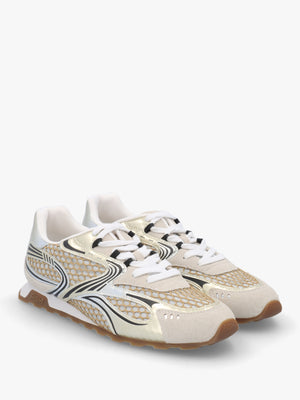 Kabuki Off White Silver Gold Mixed Trainers