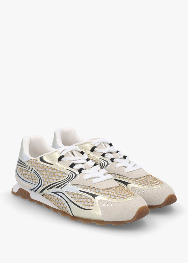 Kabuki Off White Silver Gold Mixed Trainers