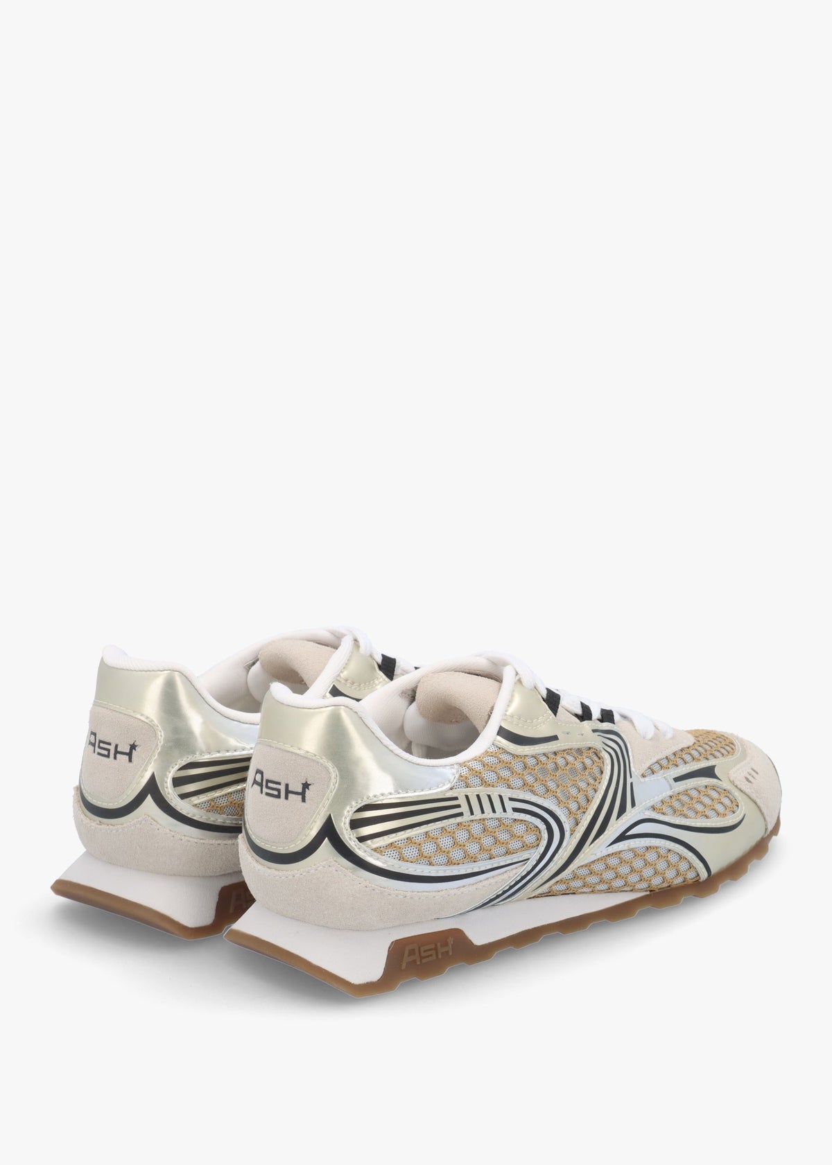 Kabuki Off White Silver Gold Mixed Trainers