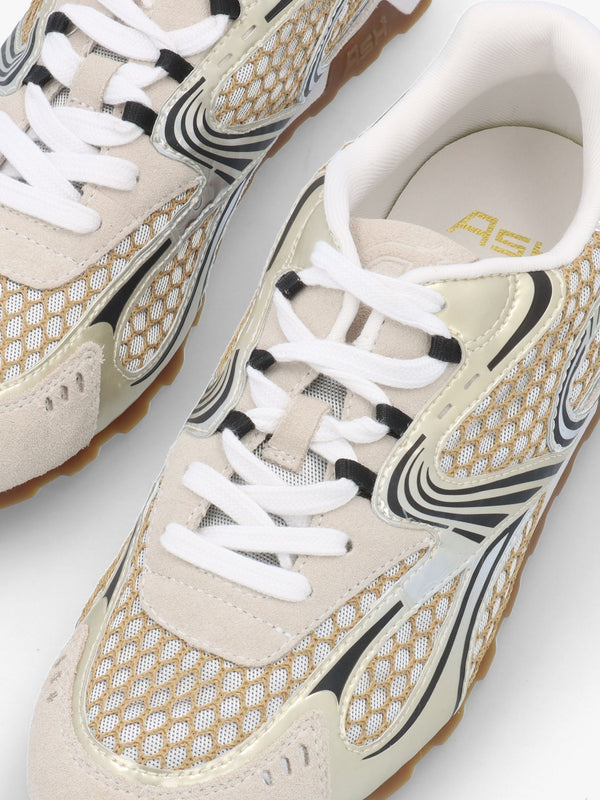 Kabuki Off White Silver Gold Mixed Trainers