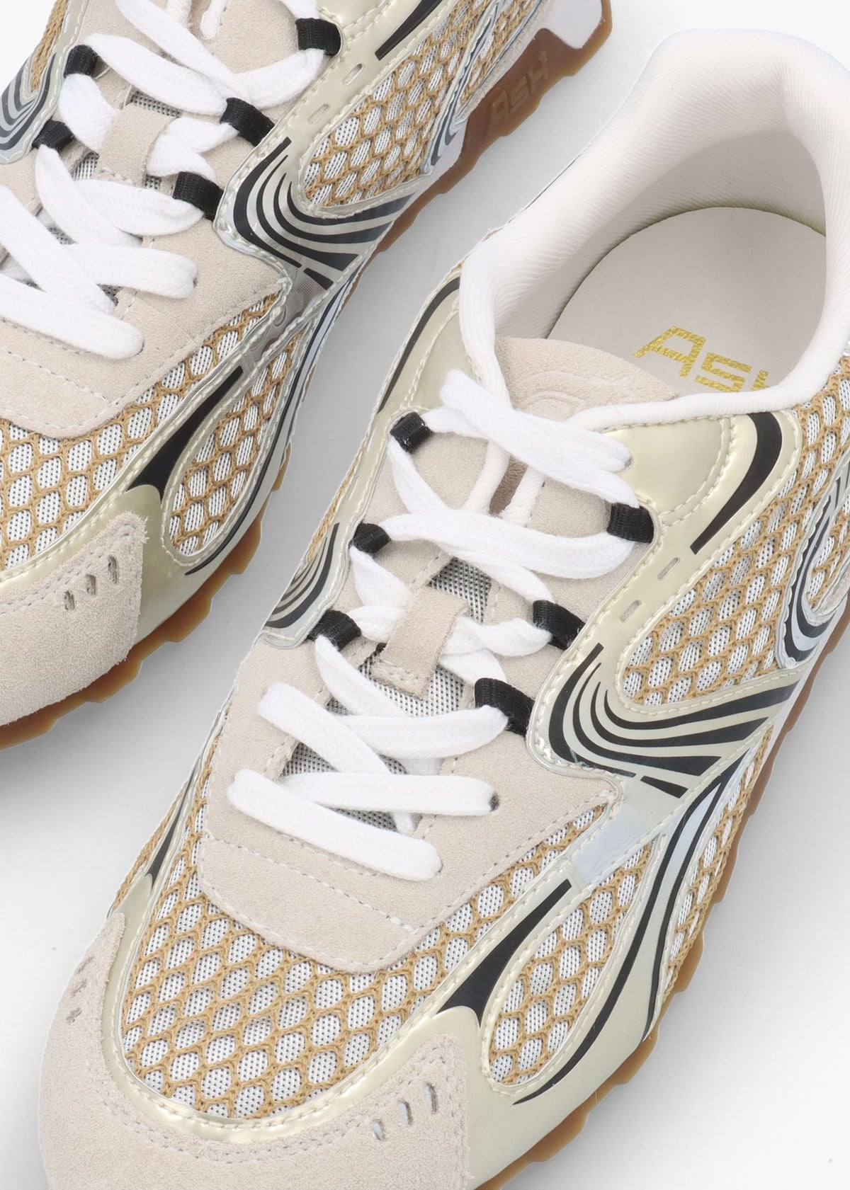 Kabuki Off White Silver Gold Mixed Trainers