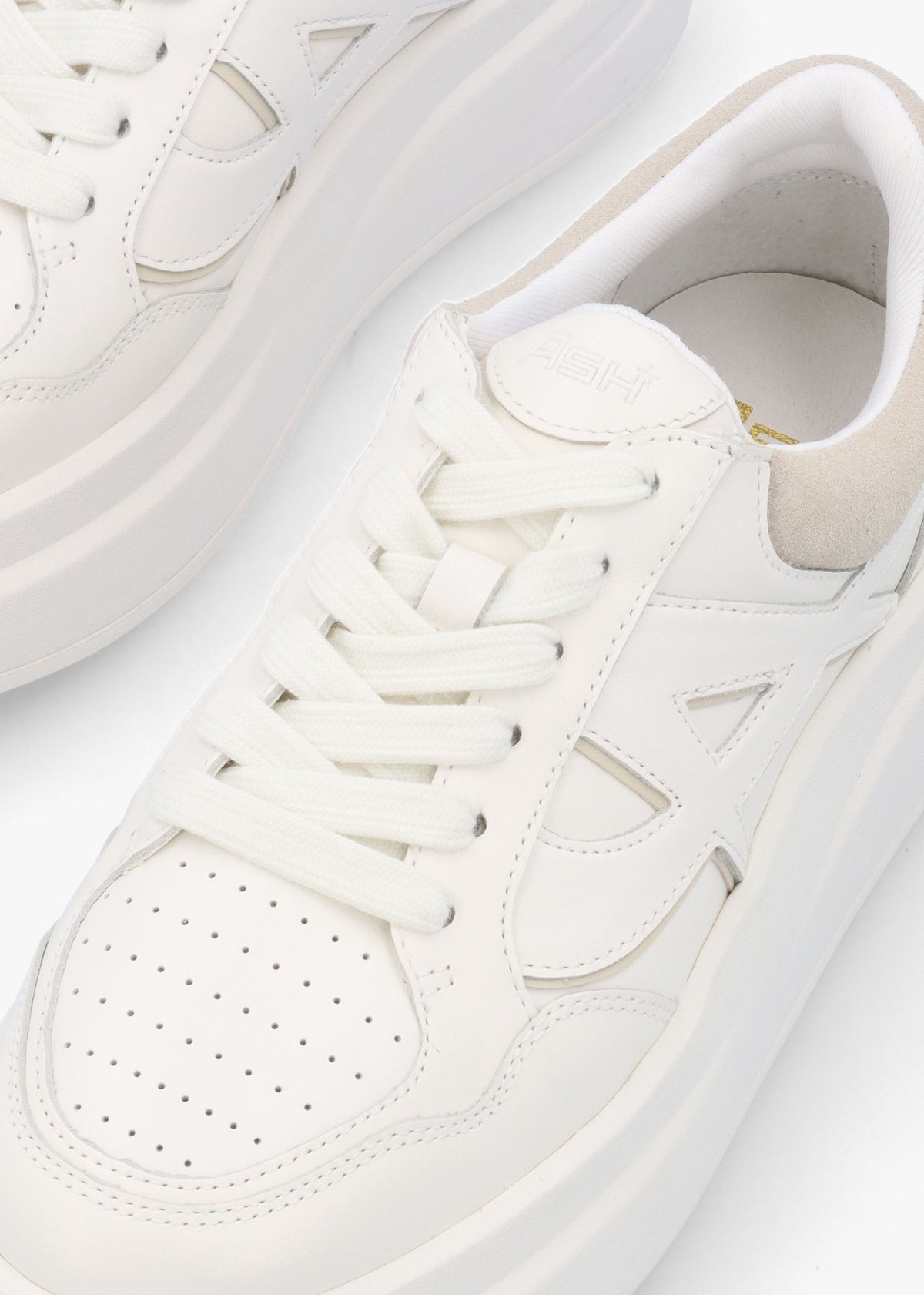 Icone White Talc Off White Leather Logo Chunky Trainers