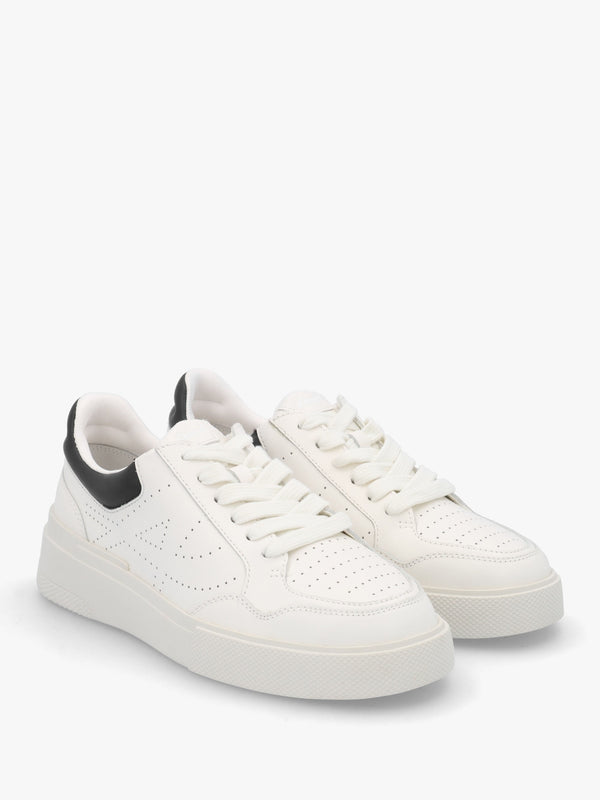 Fun White Black Perforated Slab Sole Trainers