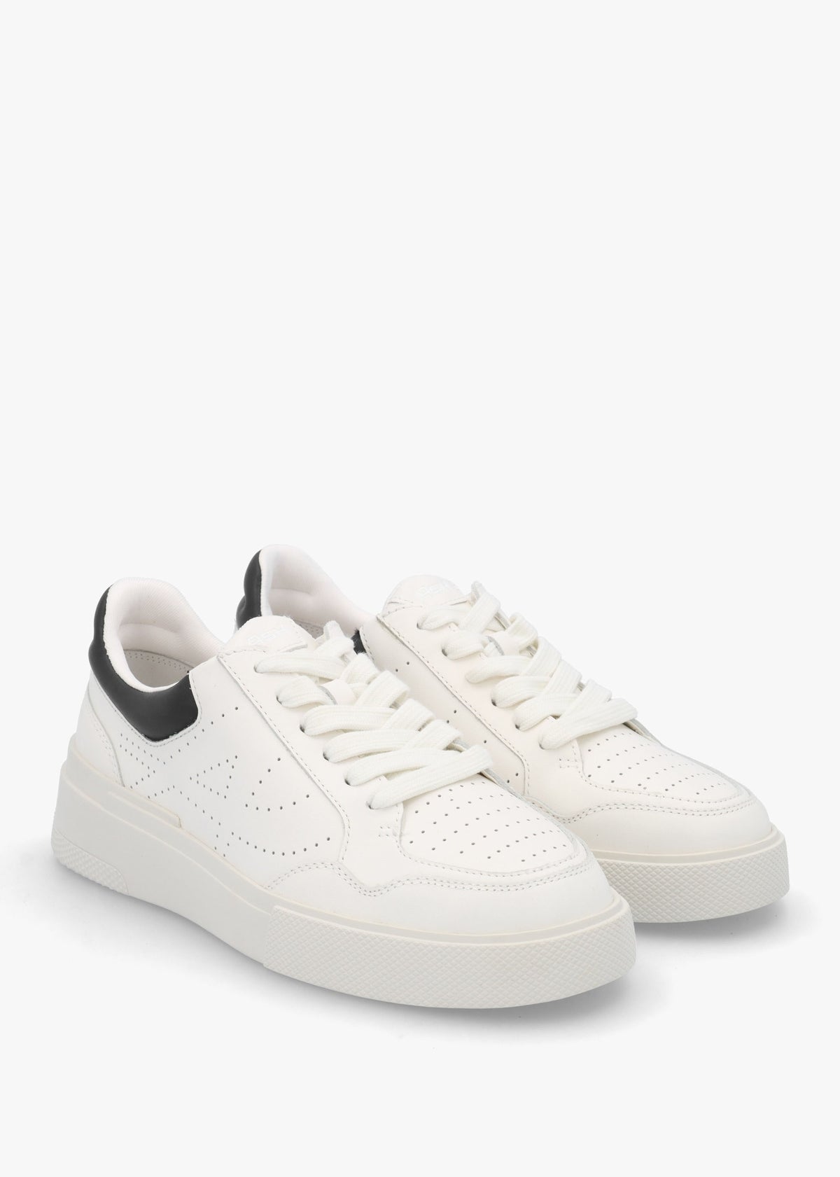 Fun White Black Perforated Slab Sole Trainers