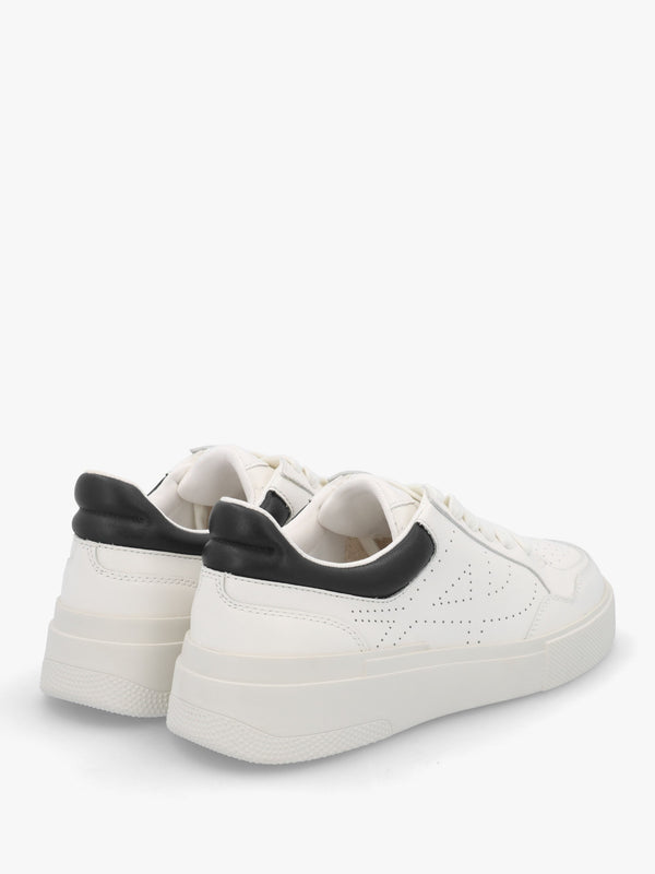 Fun White Black Perforated Slab Sole Trainers