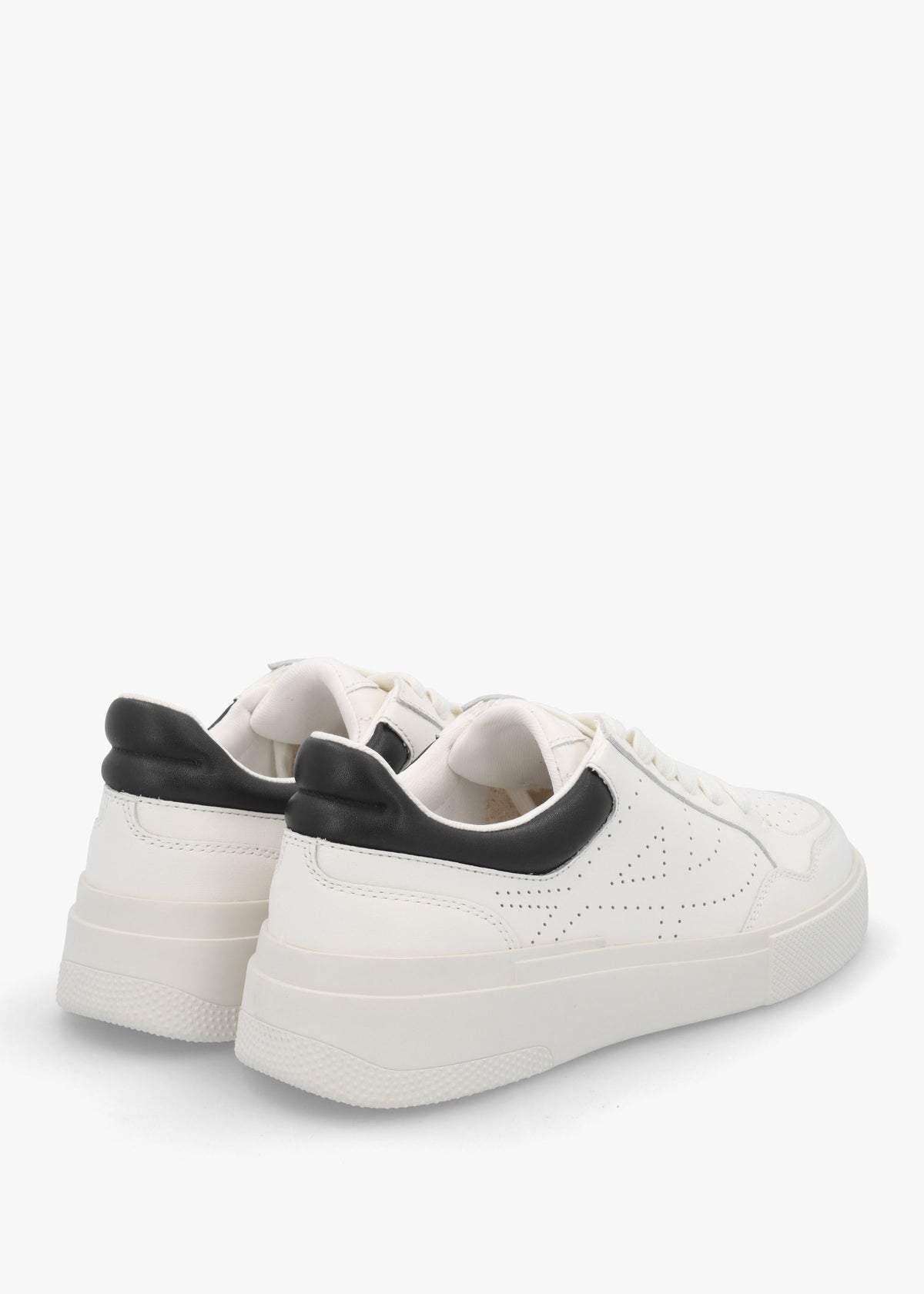 Fun White Black Perforated Slab Sole Trainers