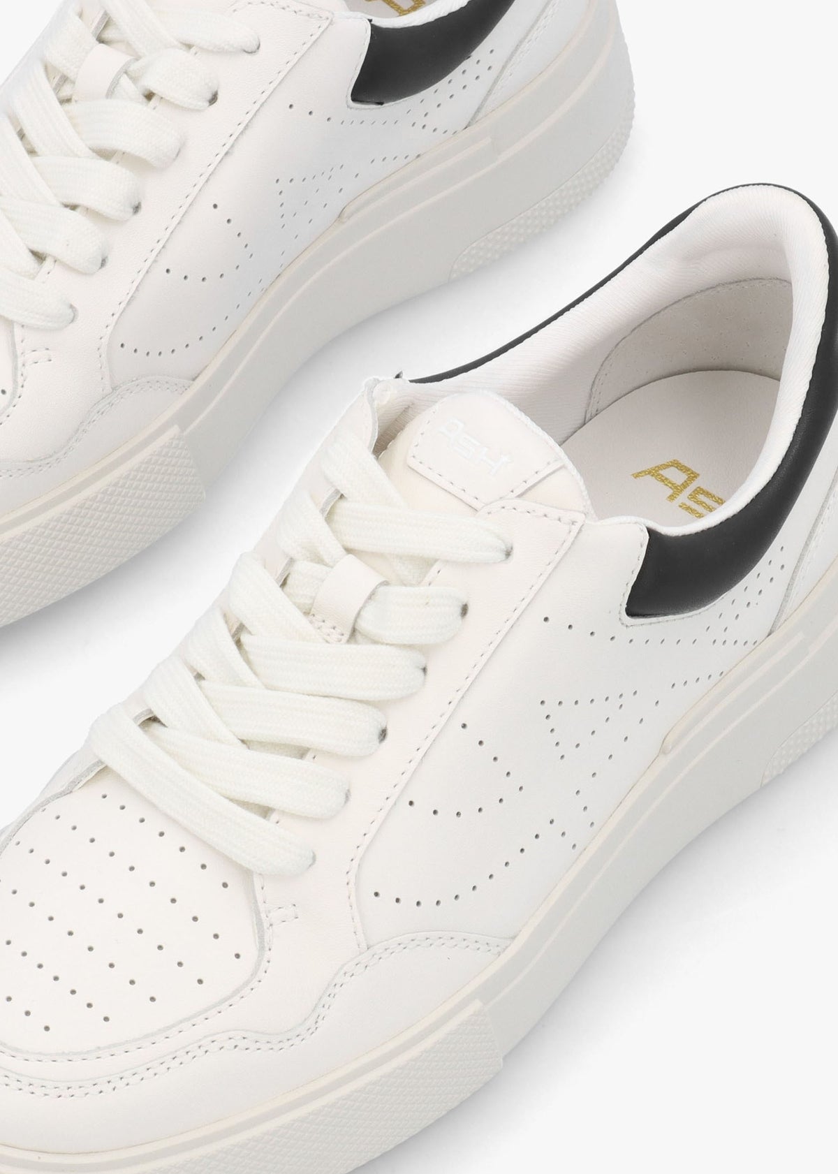 Fun White Black Perforated Slab Sole Trainers