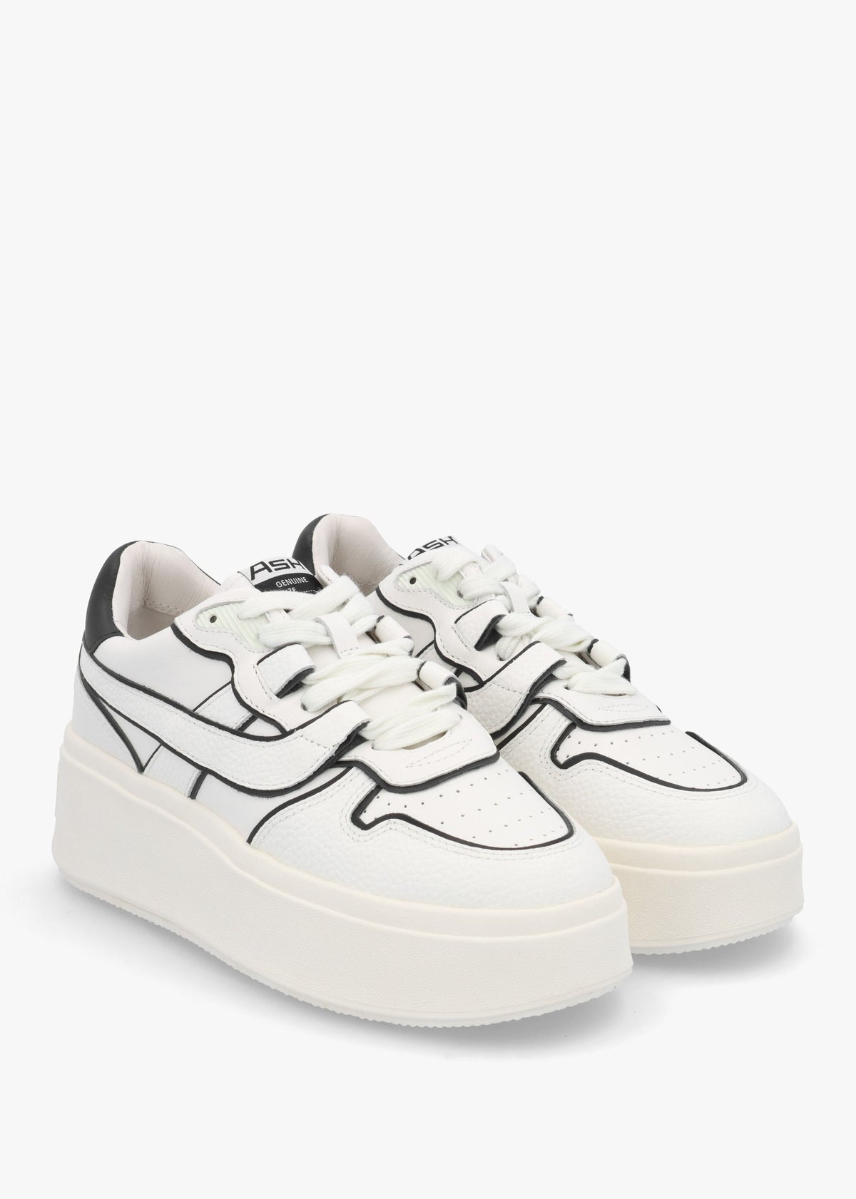 Match White Black Leather Chunky Flatform Trainers