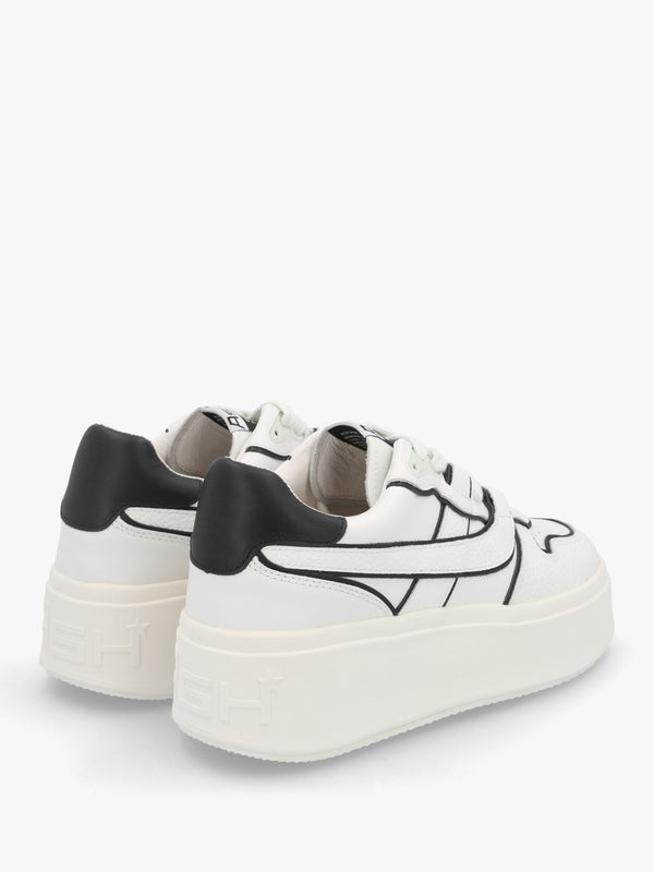 Match White Black Leather Chunky Flatform Trainers