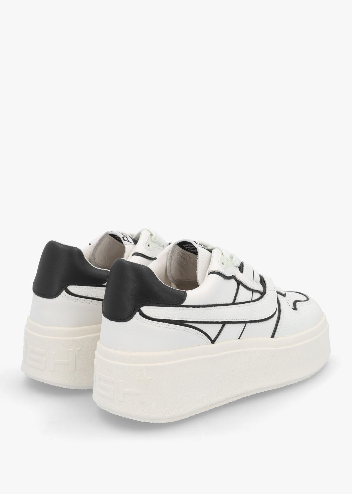 Match White Black Leather Chunky Flatform Trainers