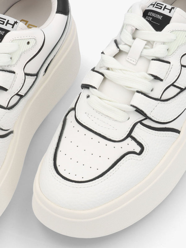 Match White Black Leather Chunky Flatform Trainers