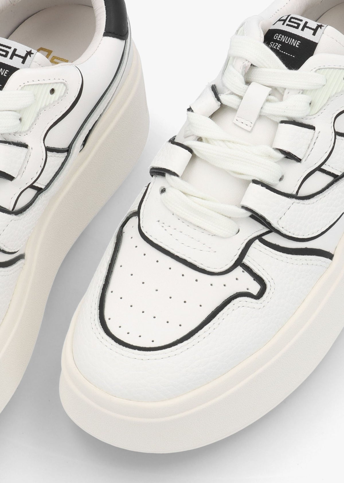 Match White Black Leather Chunky Flatform Trainers