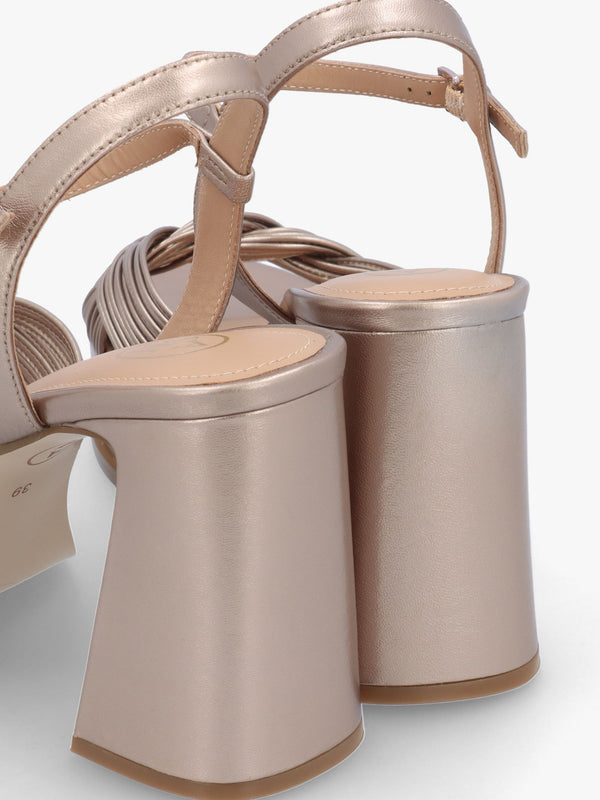 Muse Champagne Platform Block Heel Sandals