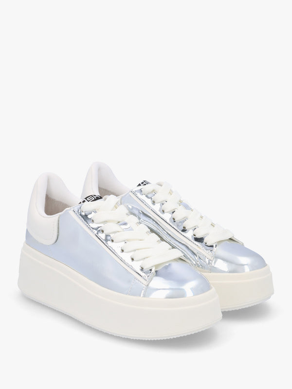 Moby Bis Silver White Flatform Trainers