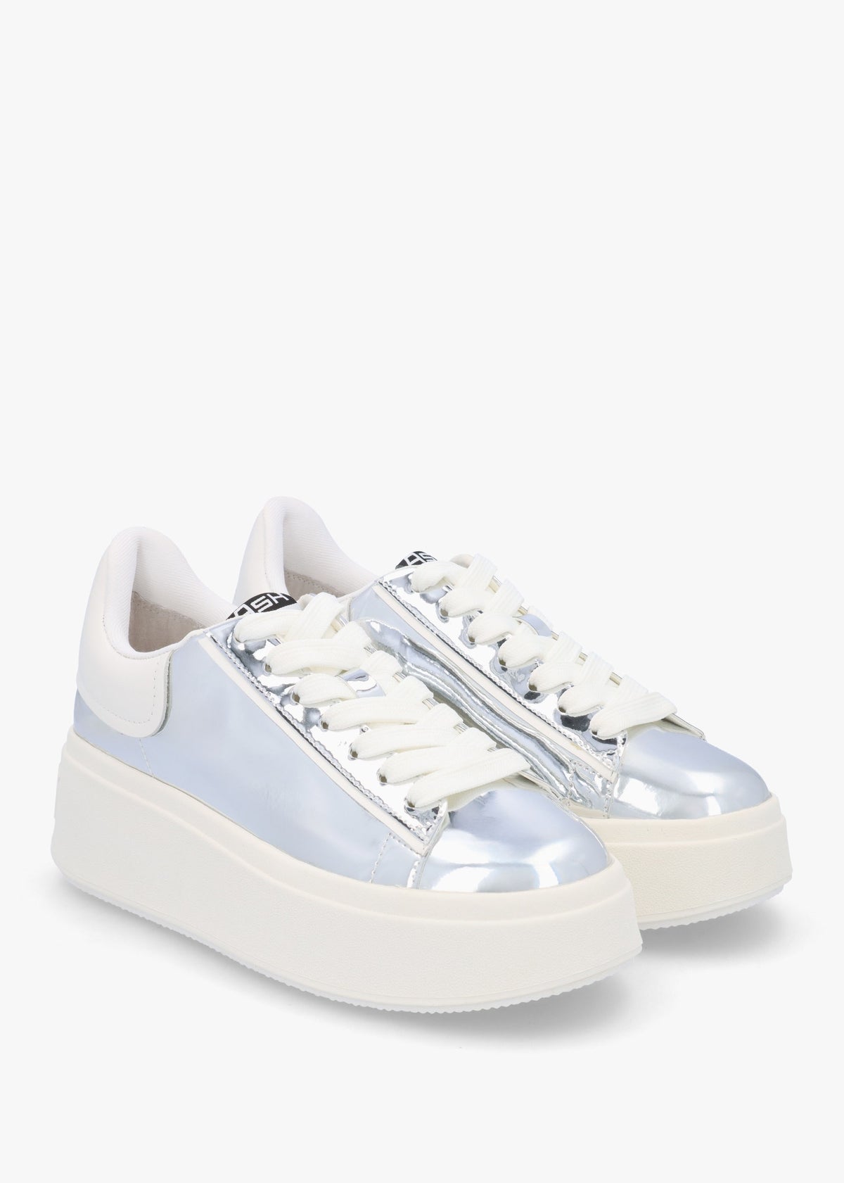 Moby Bis Silver White Flatform Trainers