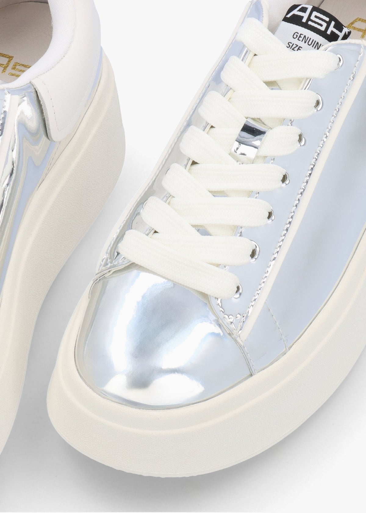 Moby Bis Silver White Flatform Trainers