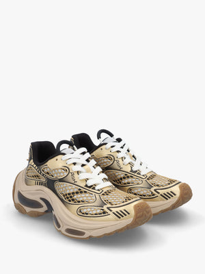 Dragon Pearlized Gold White Black Chunky Runner Trainers