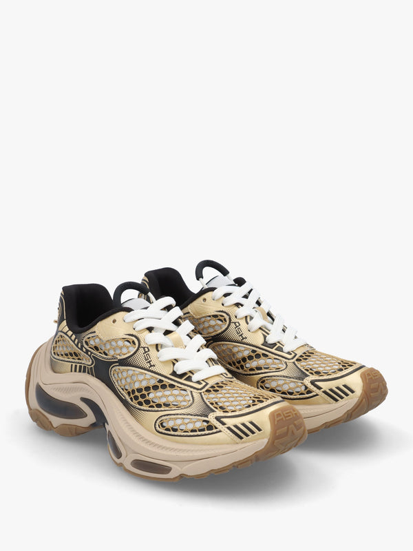 Dragon Pearlized Gold White Black Chunky Runner Trainers