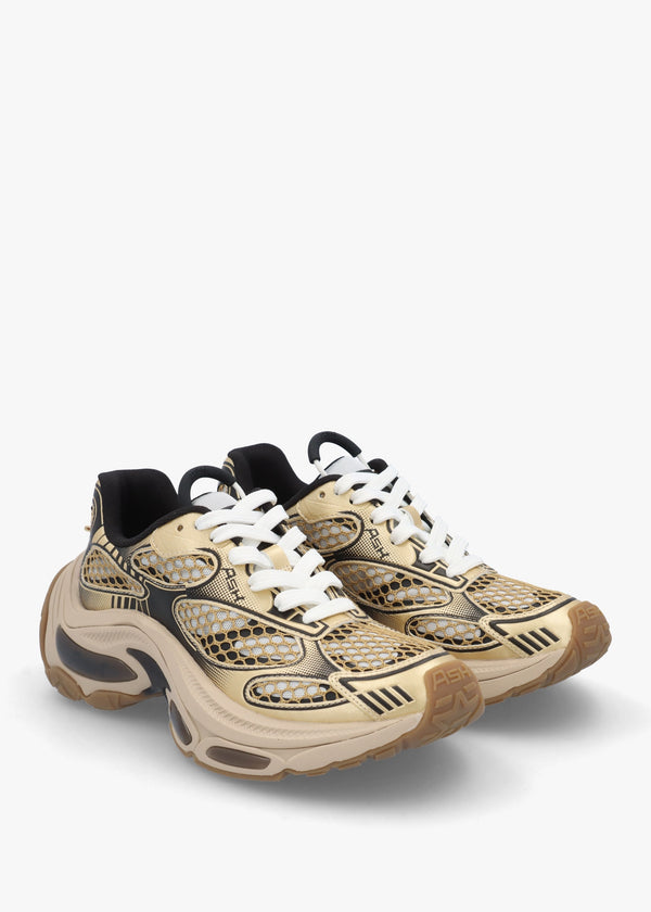 Dragon Pearlized Gold White Black Chunky Runner Trainers