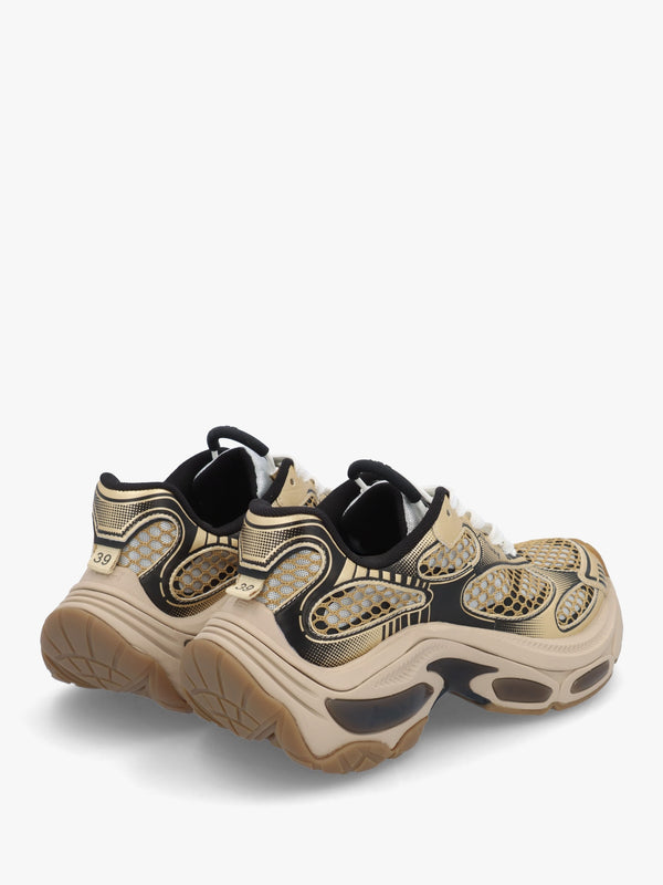 Dragon Pearlized Gold White Black Chunky Runner Trainers