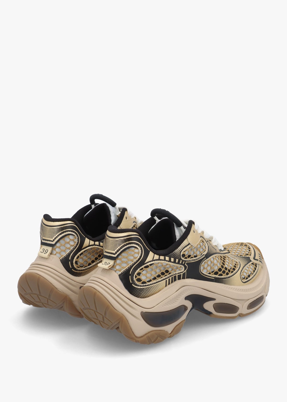 Dragon Pearlized Gold White Black Chunky Runner Trainers
