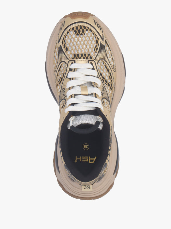 Dragon Pearlized Gold White Black Chunky Runner Trainers