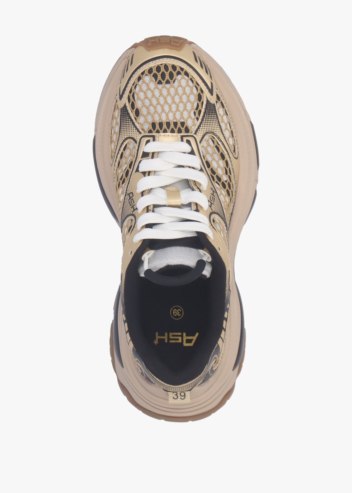 Dragon Pearlized Gold White Black Chunky Runner Trainers