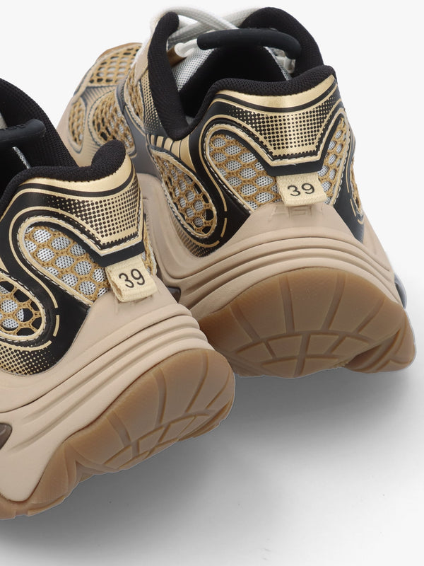 Dragon Pearlized Gold White Black Chunky Runner Trainers