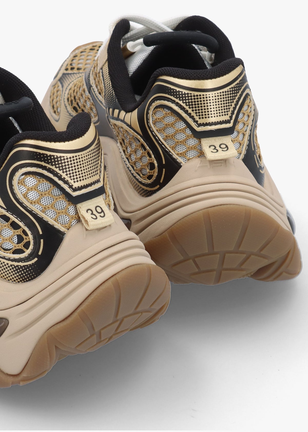 Dragon Pearlized Gold White Black Chunky Runner Trainers