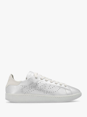 Super Silver White Leather Tennis Trainers