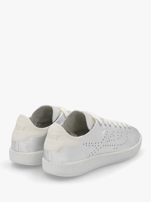 Super Silver White Leather Tennis Trainers