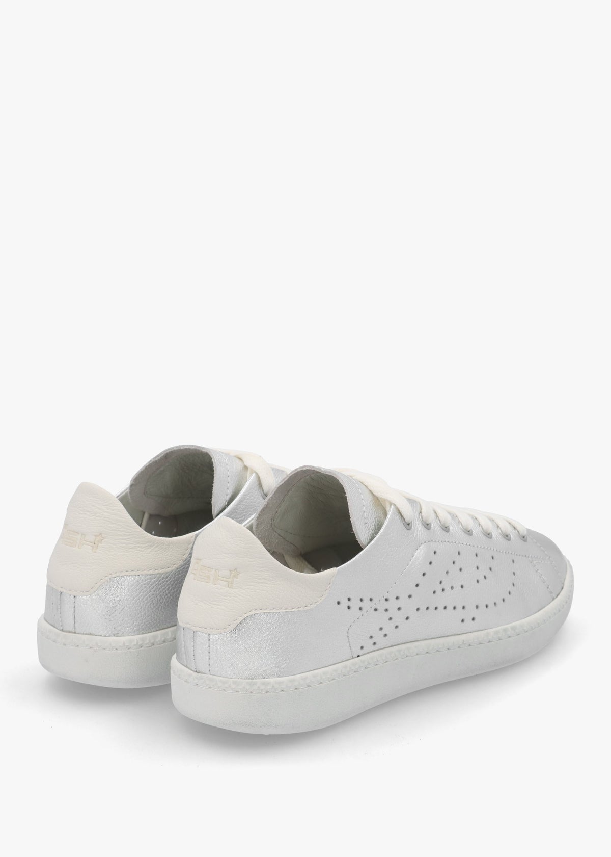 Super Silver White Leather Tennis Trainers